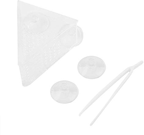 Pssopp Füttern Sieb Aquarium Cone Red Feeder Aquarium V-Form Brine Shrimp Feeder Acryl Fish Feeding Cup mit Saugnäpfen und Pinzette