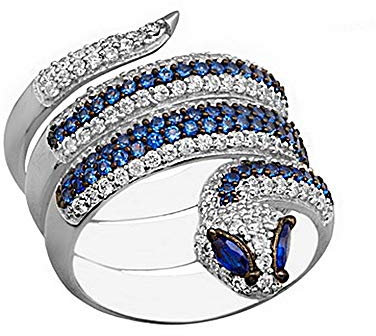 Silber Ring Schlange Frau Law Reliada 925m Piedras Azules Zirkone