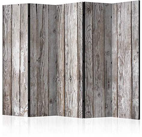 murando Raumteiler Foto Paravent Holzoptik Bretter 225x172 cm beidseitig auf Vlies-Leinwand Bedruckt Trennwand Spanische Wand Sichtschutz Raumtrenner Home Office f-C-0371-z-c