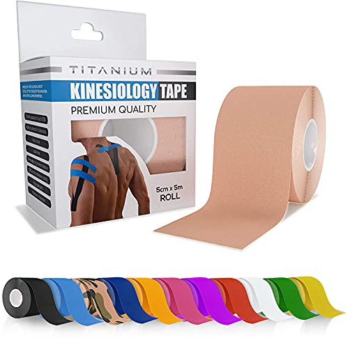 Titanium Sports Kinesiology Tape - 5m Roll of Elastic Water Resistant Tape for Support & Muscle Recovery - Quality Sports Tape