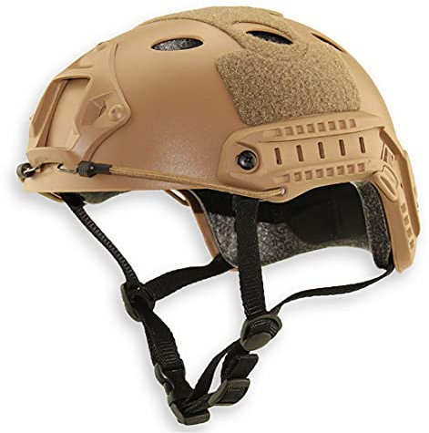 QHIU Taktischer Helm PJ Type Leichter Schutzhelm Schnellhelm für Airsoft Paintball CS Game Outdoor Sport mit Brille (DE-2)