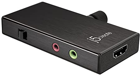 j5create Live-Videoaufnahmekarte - HDMI zu USB-C, unterstützt 1080p 60FPS Video- und Audioaufzeichnung, Stromversorgung 60W (JVA02)