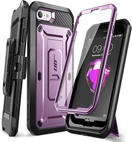 SUPCASE Unicorn Beetle Pro Full-Body Case with Kickstand for 4.7-Inch iPhone SE 7/8 2020/2022, Metallic Purple