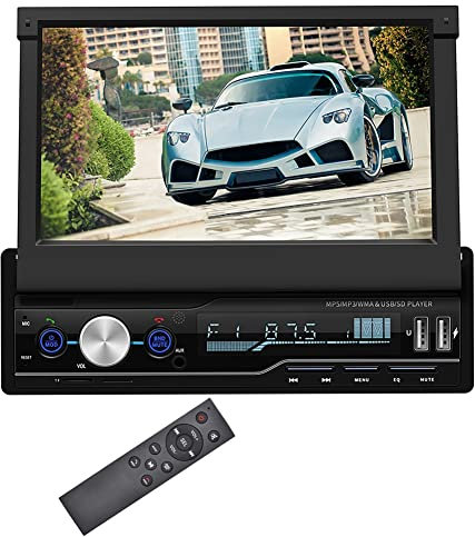 Pantalla táctil del Reproductor de MP5 para Radio FM para automóvil de 7 Pulgadas de Audio estéreo para automóvil HD retráctil con Tarjeta USB/AUX/TF Manos Libres Bluetooth /