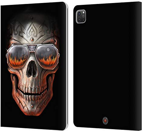 Head Case Designs Offizielle Anne Stokes Höllenfeuer Schädel Leder Brieftaschen Handyhülle Hülle Huelle kompatibel mit Apple iPad Pro 11 2020/2021 / 2022