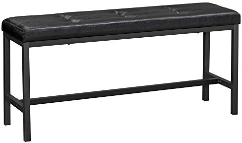 VASAGLE Dining Table Bench, Ottoman Bench with PU Leather Padded Seat, Steel Frame, 42.5 x 12.8 x 18.9 Inches, for Dining Room, Living Room, Hallway, Bedroom, Black UKTB034B81