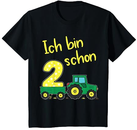 Kinder 2 Geburtstag Junge Trecker Traktor Zwei Zweiter T-Shirt