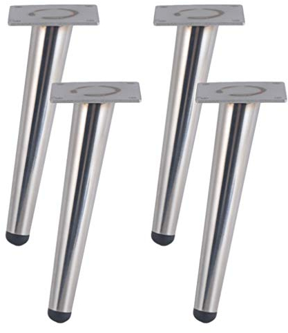 4 Stück schrankfüße silber, Möbelfüße Edelstahl, Schräge Tischbeine, Dicke Gummi Kopf Schützen Den Boden Anti-Rutsch-Stummschaltung,Kaffeetisch Beine,Tragfähigkeit jedes Möbelbeine:250KG(silver, 15cm)