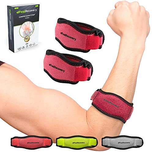 Feel Recovery 2 Supporto Gomito per Uomo e Donne - Tutore per Epicondilite con Cuscinetto di Compressione in EVA - Fascia per Tennista, Golfista, Palestra e Sport (Bordeaux)
