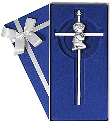 Tryuunion Silbernes Wandkreuz für Jungen, 17,8 cm