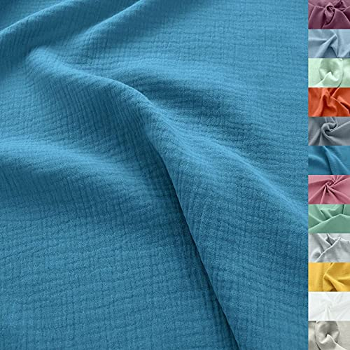 TOLKO 50cm Musselin Stoff Meterware | weicher Baumwollstoff für Kleid Bluse Baby Tuch Decke Tagesdecke Bettwäsche | ÖkoTex Double Gauze | uni Baumwollstoffe Dekostoff Stoffe zum Nähen Meterware
