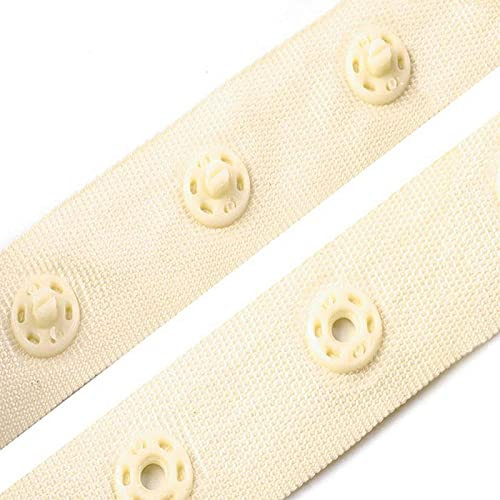 3m Druckknopfband 18mm Druckknopf Band Bodyverschluss Miederband Farbwahl, Größe:Breite 18 mm | Abstand 18 mm, Farbe:creme
