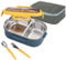 Lille Home 850ML en acier inoxydable Fuite à 2 compartiments Bento Boîte à lunch/Portion Control Continer Food avec sac à lunch et couverts, BPA gratuit (Bleu)