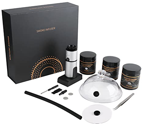 Portable Food Smoker Räucherpistole, Mit Basis Smoke Infuser, Smoker Mit Holzspäne & Reinigungsbürste, Für Molekularküche, Food Cocktails Drinks Steak Lachs Cheese (Smoker Suit)