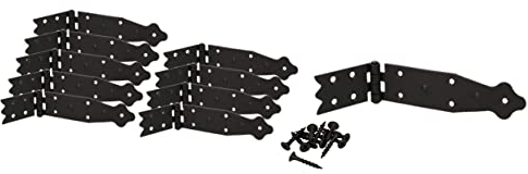 KOTARBAU® Lot de 10 charnières de caisse, de table, de meuble, de coffre, de coffre, à ailettes, revêtues par pulvérisation - Noir (210 x 35 mm)
