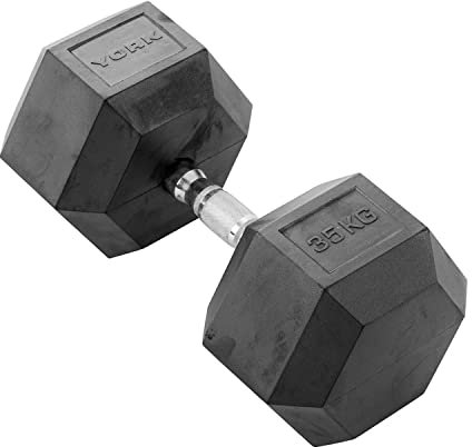 York 35kg Rubber Hex Dumbbell (x1)