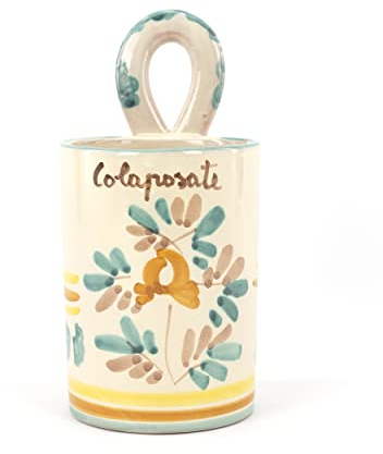 CEAR ceramiche – Escurridor de cubiertos de cerámica de Caltagirone con ojal decoración típica de Caltagirone H 20 cm