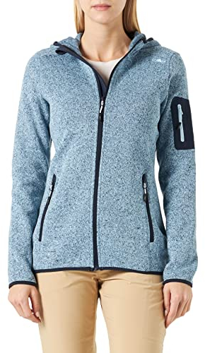 CMP - Damen-Knit-Tech-Jacke mit fester Kapuze, Kristallblau-blaue Tinte, D36