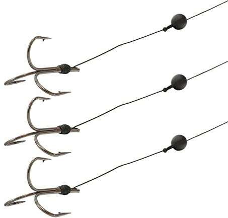 Tandem Baits Monster Cat Wels-Vorfach Einzelhaken mit Rassel Dreifachhaken Waller-Vorfach | Angel-Set Angelhaken Welsangeln | Angelzubehör Drillingshaken Anker-Haken 100 kg 100 cm