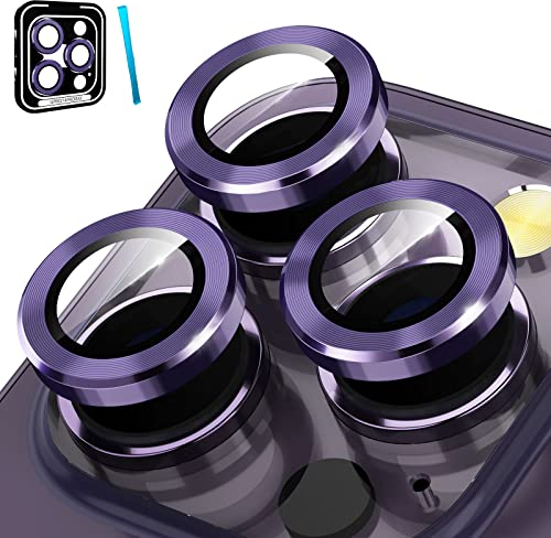 CloudValley Caméra Arrière Protecteur Compatible avec iPhone 14 Pro & iPhone 14 Pro Max, [Alliage d'aluminium], Couverture Complet & 9H Dureté Film de Protection Caméra Lentille, Violet Intense