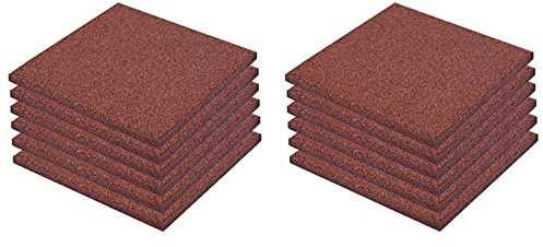 Tidyard 12er Set Fallschutzmatte für Au?enbereich 50 x 50 Gummi | Fallschutzfliesen Fallschutz Schlagfest Stark und rutschfest | 50 x 50 x 3 cm Rot