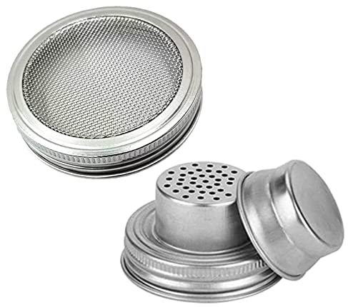 Mason Jar Canning Sealing Shaker Strainer Lid 316 Stainless Steel Wide Mouth Sprouting Lids Screen Mesh Strainer Lid for Salad Sprouts Alfalfa Broccoli Seeds Sprouter Kit Rust-Proof
