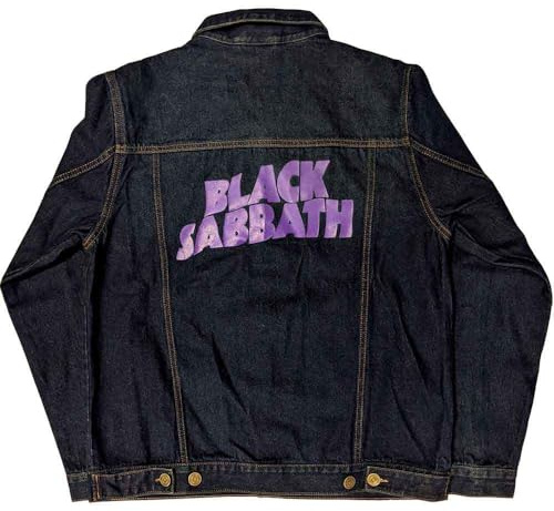 Black Sabbath Denim Jacket Classic Wavy Band Logo Official Unisex Blue L