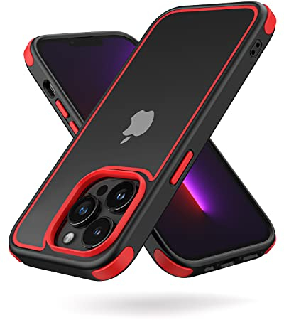 MobNano for cover iPhone 13 Pro, cover colorata per iPhone 13 Pro, Protezione Antiurto di Livello Militare, Retro Resistente ai Graffi, Custodia iPhone - Nero/Rosso