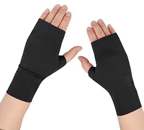 IPENNY Frauen Sommer UPF 50+ UV Sonnenschutz Handschuhe Kühlung Atmungsaktive Fäustlinge Halbe Finger Schnell Trockene Hand Handschuh für Fahren Reiten Auto Fahrrad