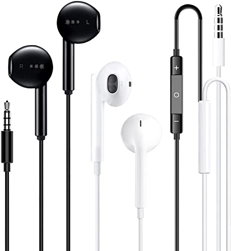 Per cuffie in-ear da 3,5 mm con cavo in auricolari, con microfono e controllo del volume per iPhone, iPod, iPad, MP3, Huawei, Samsung, auricolari leggeri con cuffie da 3,5 mm