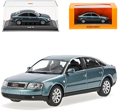 alles-meine.de GmbH A*U*D*I A6 C5 Limousine Grün Metallic 1997-2005 1/43 Minichamps Maxichamps Modell Auto mit individiuellem Wunschkennzeichen
