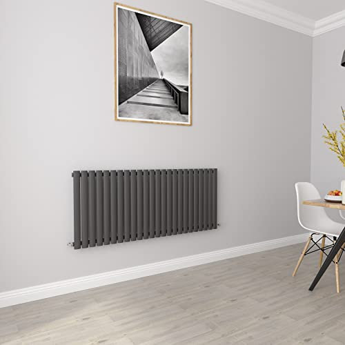 Radiateurs horizontaux ovales à panneau unique Anthracite 600 x 1416 mm