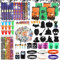 Halloween-Schreibwaren-Sets Kinder, Partygeschenke, Silikon Armbänder, Radiergummi, Büroklammer, Bleistifte, Stempel, Slap-Armbänder, Partytüten,Aufkleber,Kratzmalerei,Spirale Spielzeug(Zufallsfarbe)