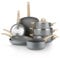 Batteria di Pentole Mrs Wood Antiaderente in Alluminio, Adatta a Tutti i Piani Cottura, Coperchi in Vetro, Cottura Rapida e Uniforme (11 pezzi)