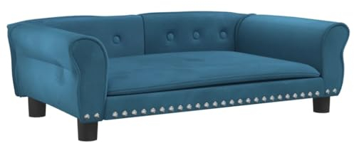 vidaXL Cama para Perros de Terciopelo Azul 95x55x30 cm, sofá para Perros, Cama para Cachorros, Asiento para Perros, sofá para Mascota