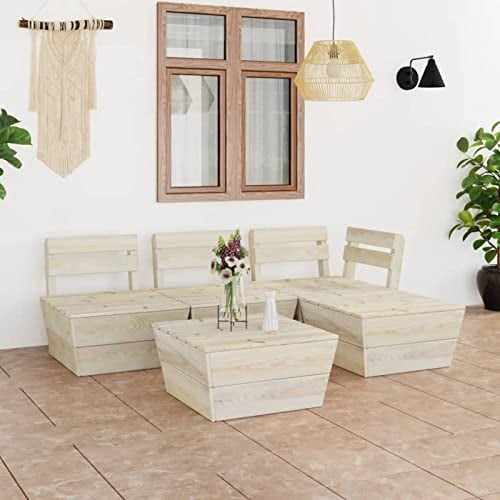 BaraSh 5-TLG. Garten-Paletten-Lounge-Set Imprägniertes Fichtenholz PalettenmöBel Europaletten MöBel