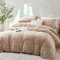 Sedefen Plüsch Bettwäsche 220x240cm Beige Flauschig Flanell Fleece Warme Winterbettwäsche Cashmere Touch Coral Kuschelige Bettbezug und 2 Kissenbezug 80x80cm mit Reißverschluss