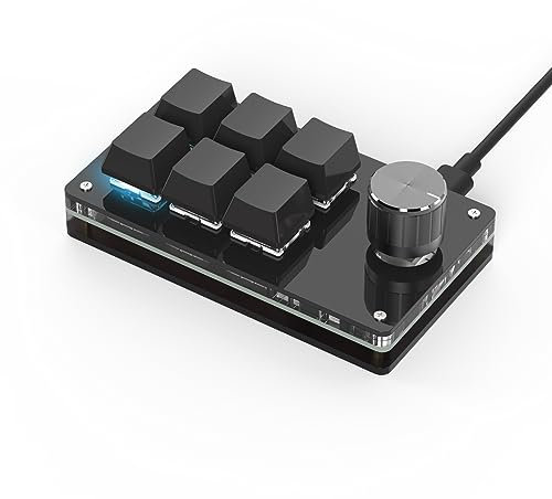 BRIMFORD Tastiera macro meccanica, tastiera da gioco personalizzata programmabile con supporto hot-swap, con dock di illuminazione RGB, collegamento cablato (nero, 6 tasti/1 pulsante)