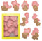 8 Pcs Cookie Cutter Stamp Plastic Forest Animal Cookie Cutters with Plunger Stamps Set 3D Forest Animal Fun Biscuits Mould Set for Cookie Dough, Pastry, Donut, Fondant (Pink)
