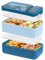 HENSHOW Boîte à Déjeuner Bento pour Adulte, 1600ml Grande 2 Couches Boîte à Bento avec Couverts et Boîtes à Sauce, Lunch Box Sans BPA Anti-Fuite pour Travail, L'école, Bleu