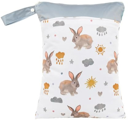 Egurs 30 * 40CM Baby Windeltasche Nasstaschen Wiederverwendbare Wasserabweisend Beutel Wetbag Organiser Bedruckt Windeltasche mit Reißverschluss für Baby Reisen Unterwegs ES001-EF609