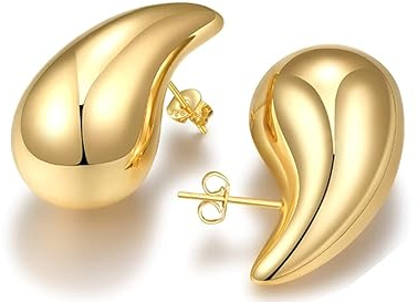 ASHYLE Handmade Ohrringe Gold Hängend, Goldene Ohrringe Damen, Tropfen Vergoldete Earrings for Women, Modeschmuck Chunky Hoop Earring Dupes für mädchen, Hypoallergen Geschenke für Frauen, 40mm