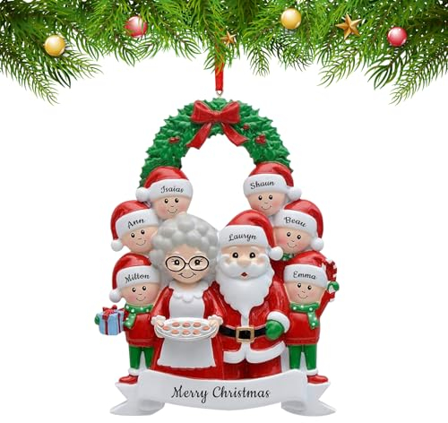 Personalisierte Weihnachtskränze Familie Dekorationen Christbaumschmuck Benutzerdefinierte von 7 Namen, Weihnachtsdekoration Geschenke Für Großeltern