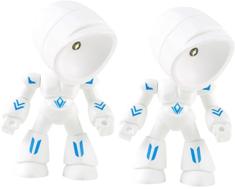 UKCOCO 2st Roboter-tischlampe Leseleuchte Roboterförmige Nachtlampe Roboter-nachtlicht Led-nachtlichtbirnen Tisch Nachtlicht Nachttischlampe Knopfbatterie Ornamente Kind Weiß Schreibtisch