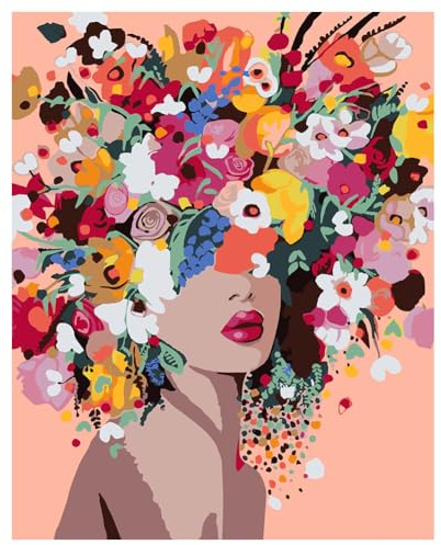 OSDUE Peinture par Numéros pour Adulte, Peinture par Numero pour Enfant et Adulte, Flower Girl(sans Cadre)-DIY Peinture Acrylique Débutants Facile sur Toile Peintures et Pinceaux-40x50cm