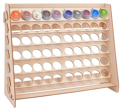 PH PandaHall Organizador de pintura de madera, soporte de pintura con 72 agujeros, soporte de pintura para manualidades, botella de tinta pigmentada, soporte de pinturas para almacenamiento de