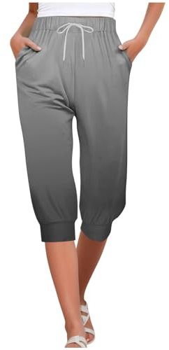 Pantalon De Jogging Léger pour Femme Pantalon De Longueur 3/4 à Séchage Rapide Pantalon De Survêtement Court Pantalon De Randonnée 3/4 Pants Capri Pantalon Elastique avec Poches Pantacourt Femme été