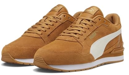 PUMA Erwachsene ST Runner v4 Suede Sneakers 43 Desert Tan Vapor Gray Team Gold White Brown Beige ┃Basic Sneakers Unisex Erwachsene