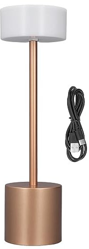 USB Table Lamp, LED Desk Lamp Stepless Dimming 2000mAh Battery Type C Charging Cordless for Office (Rose Gold)