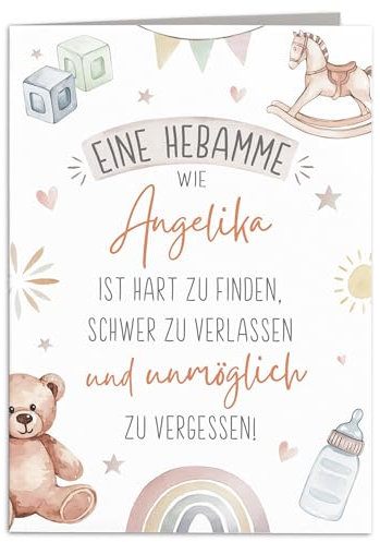 Hebamme Karte Danke personalisiert Dankeschön Geschenk Hebammen Danksagung Klappkarte Grußkarte mit Umschlag 10,5 x 14,8 cm